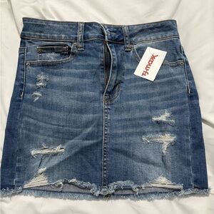 American Eagle Outfitters Blue Distressed Pencil Skirt